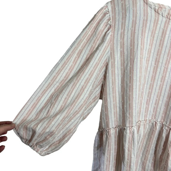 Time and Tru Pastel Striped Swiss Dot Blouse XXXL Babydoll Fit Keyhole Backside - Picture 3 of 6